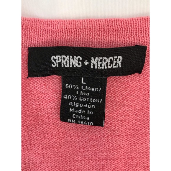 Spring & Mercer Women's Linen Cotton 3/4 Lantern Sleeve Button Front Cardigan L - Picture 4 of 9